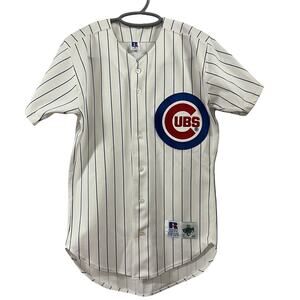 VTG‎ Chicago Cubs Jersey Russell Athletic Diamond Collection Size 40 White Blue